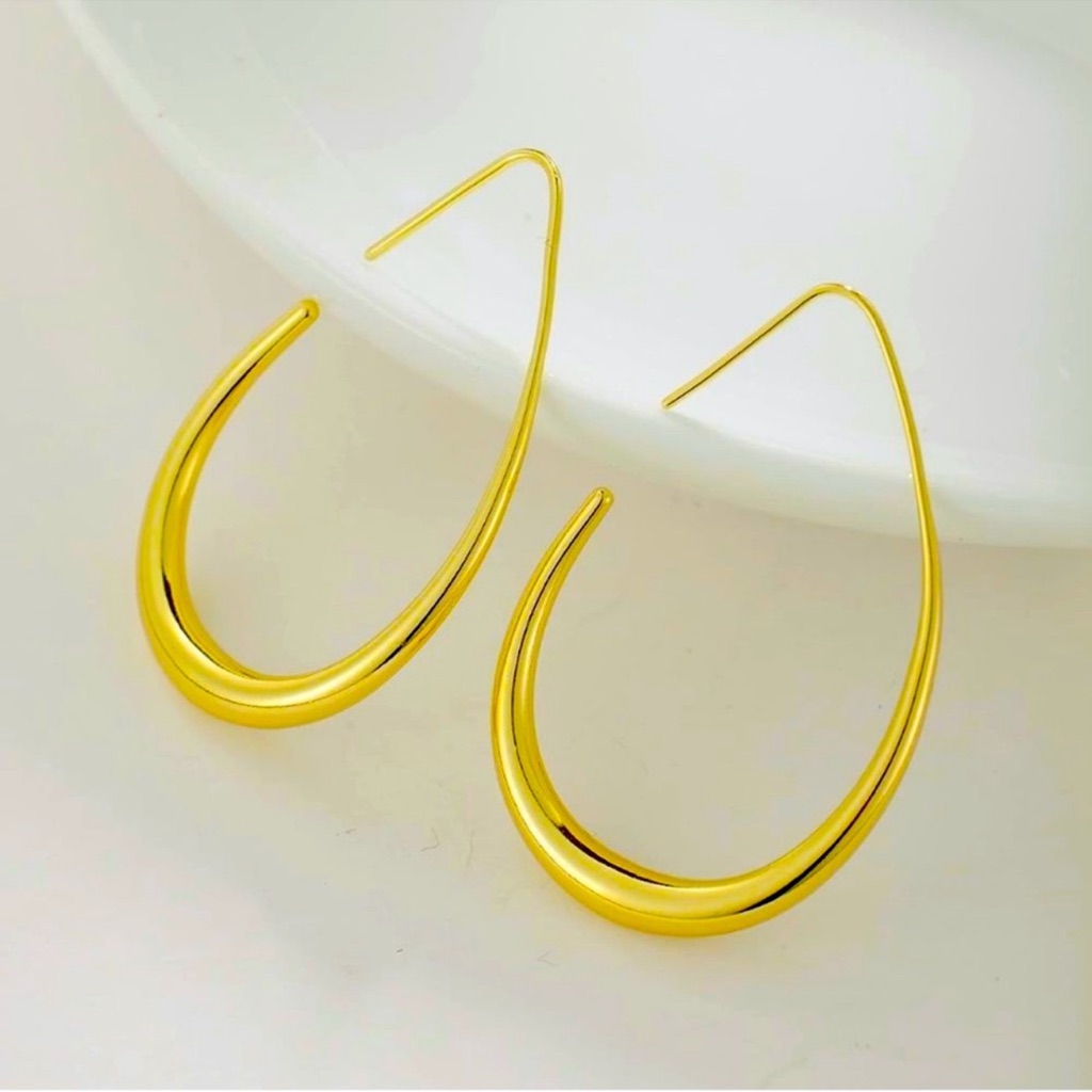 New 14k Gold Plated Elegant Gold Hoop Earrings